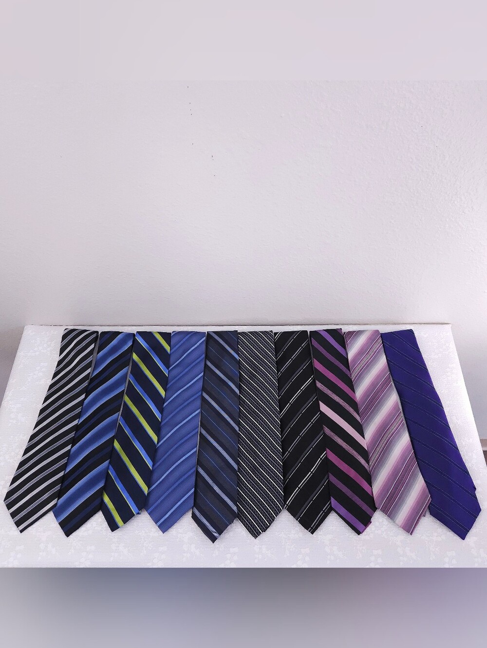 SILK TIE LOT x10 Striped Neckties 100% Silk